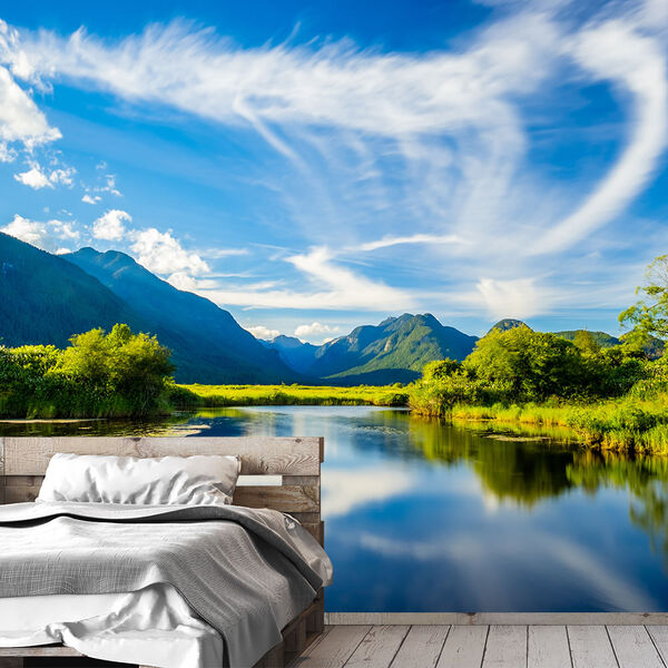 Papel De Parede Paisagem Lago Natureza Sala Adesivo - 046pcm