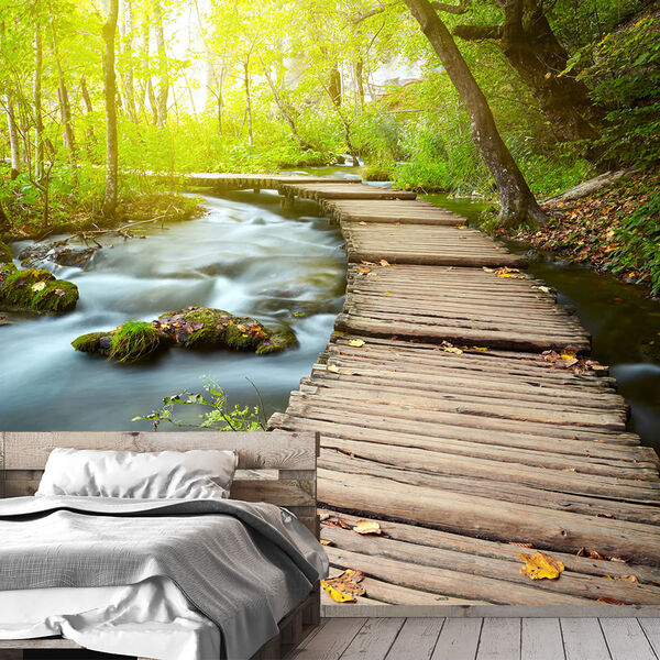 Papel De Parede Paisagem Rio Natureza Sala Adesivo - 025pcm