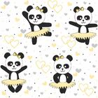 Papel De Parede Panda Ballet Clean - 0 50 X 3 00 Metros