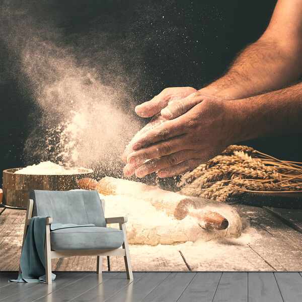 Papel De Parede Pão Padaria Massa Trigo Sala Adesivo - 418pcm