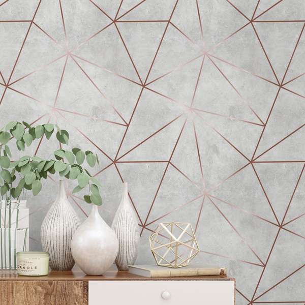 Papel De Parede Para Quarto Casal Sala Cinza 2 Fio Rosê 3m