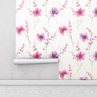 Papel De Parede Para Quartos E Sala Floral Ramos Em Rosa E Ro