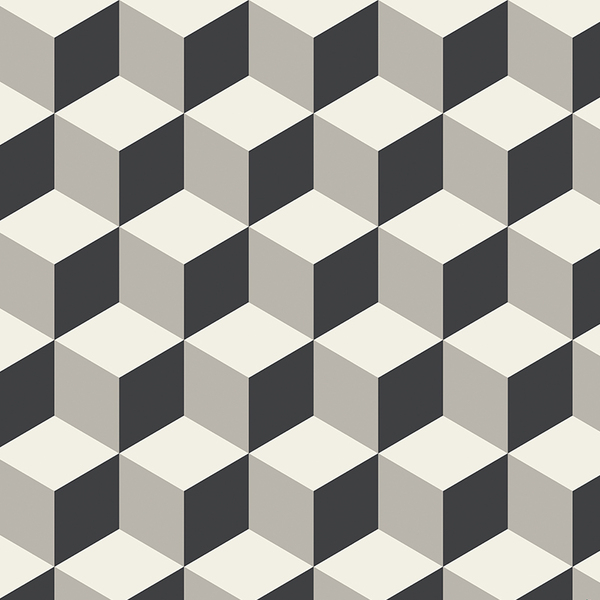 Papel De Parede Para Salão Cubos 3d Preto E Cinza
