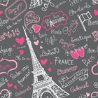 Papel De Parede Paris Fundo Preto E Desenhos Colorido 10,0m