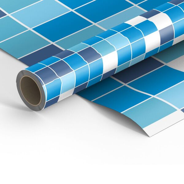 Papel De Parede Pastilha Cozinha E Banheiro Azul Piscina 3m