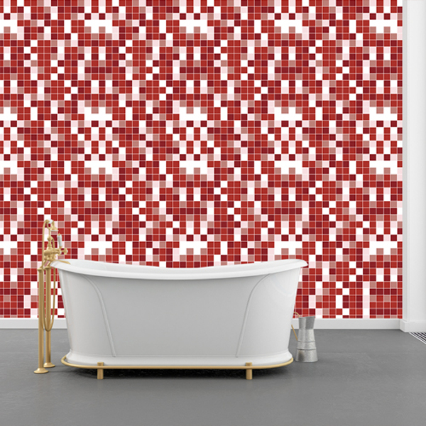 Papel De Parede Pastilhas Em Tons De Vermelho 2,50m