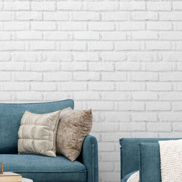 Papel De Parede Pedra Tijolo Branco 3d Adesivo 6m