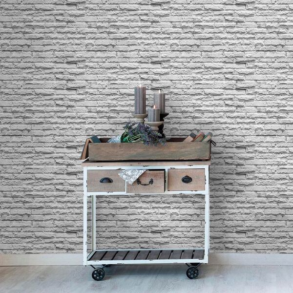 Papel De Parede Pedras Brancas - 0 50 X 2 50 Metros