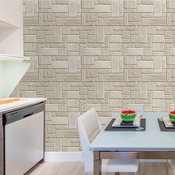 Papel De Parede Pedras Fundo Branco 5 - 0 50 X 2 50 Metros