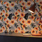 Papel De Parede Pintura De Flores Com Triângulos-60x300cm