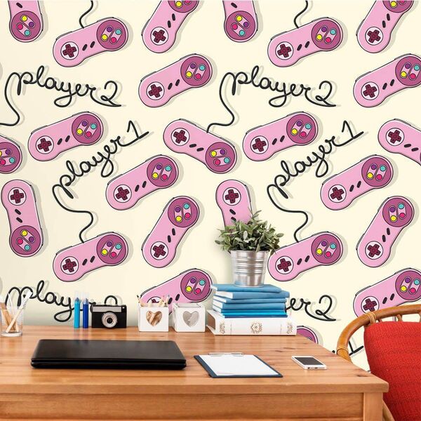 Papel De Parede Players Pink - 0 50 X 3 00 Metros
