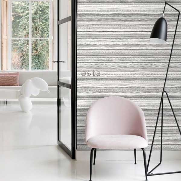 Papel De Parede Preto E Branco Estampado Desenhos 4m²