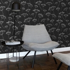 Papel De Parede Preto E Branco Estampado Flores Escandinavo 4