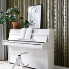 Papel De Parede Preto e Dourado Estampado Listrado Quarto 4m²