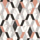 Papel De Parede Preto e Rosa Nonwoven Estampa Losango 4m²