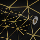 Papel De Parede Preto Gold Geométrico Auto Colante Liso 18m