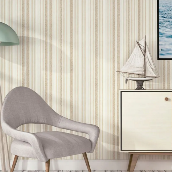 Papel De Parede Pronta Entrega - Listras Branco E Prata