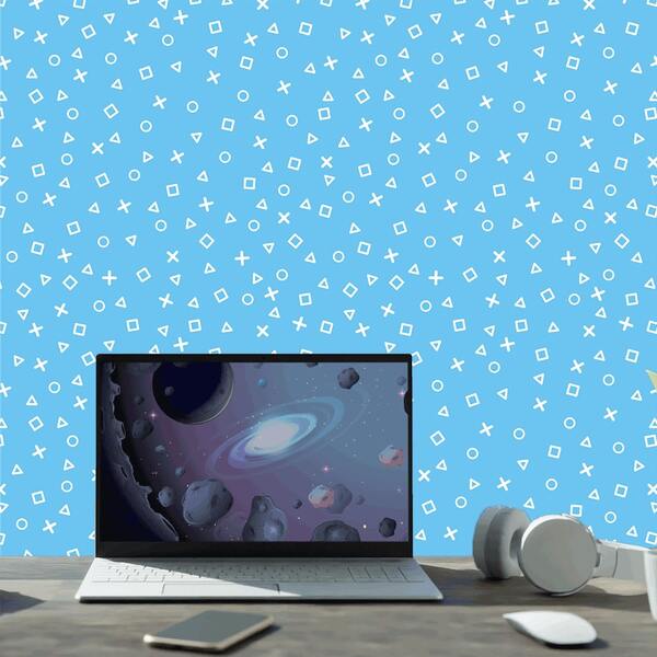 Papel De Parede Quarto Gamer Playstation Fundo Azul 3,50m