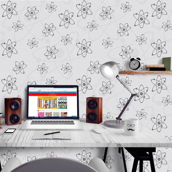 Papel De Parede Química Gray - 0 50 X 3 00 Metros