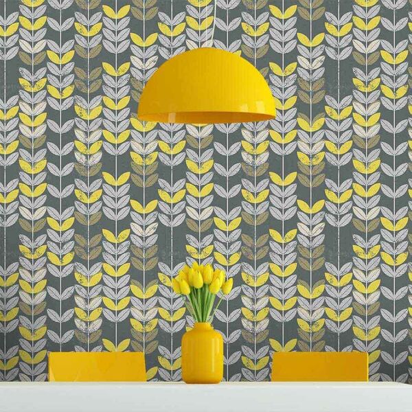 Papel De Parede Retrô Green Leaves - 0 50 X 3 00 Metros