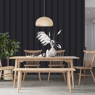 Papel De Parede Ripado Amadeirado Cor Preto Fosco Quarto 18m