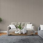 Papel De Parede Ripado Amadeirado Marrom Linho  3m