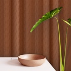 Papel De Parede Ripado Fino Estilo Madeira Cedro Rosa 12m