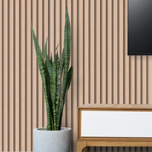 Papel De Parede Ripado Fino Estilo Madeira Creme Claro 3m