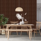 Papel De Parede Ripado Fino Estilo Madeira Freijó  3m