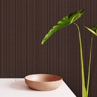 Papel De Parede Ripado Fino Tipo Marrom Freijó Escuro 12m