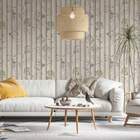 Papel De Parede Ripado Floral Abstrato Na Madeira-60x300cm