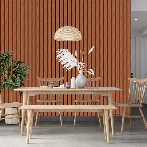 Papel De Parede Ripado Largo Estilo Madeira Cedro Rosa 12m