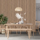 Papel De Parede Ripado Largo Estilo Madeira Jatobá Claro 10m