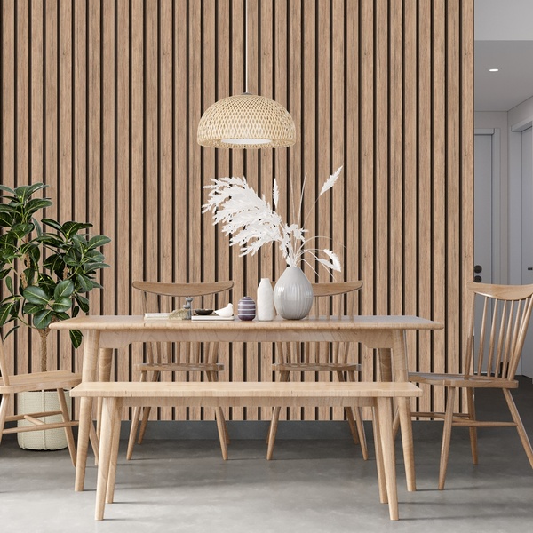 Papel De Parede Ripado Largo Estilo Madeira Jatobá Claro 9m