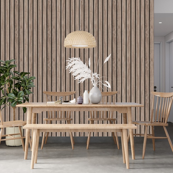 Papel De Parede Ripado Largo Madeira Rustica Marrom 18m