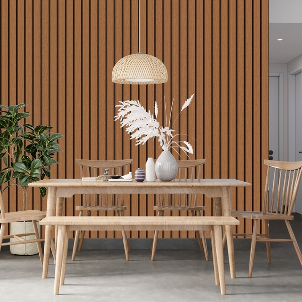 Papel De Parede Ripado Largo Tipo Madeira Pinus Escura 12m