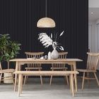 Papel De Parede Ripado Liso Amadeirado Cor Preto Fosco 15m