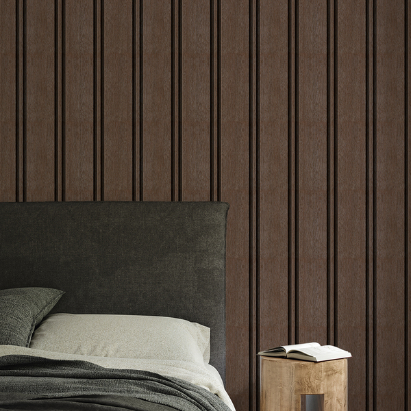 Papel De Parede Ripado Madeira 3d Adesivo Lavável Quarto 3m