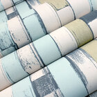 Papel De Parede Ripado Madeira Azul E Creme