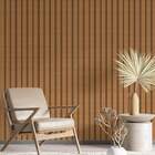 Papel De Parede Ripado Madeira Clara Bege-60x300cm