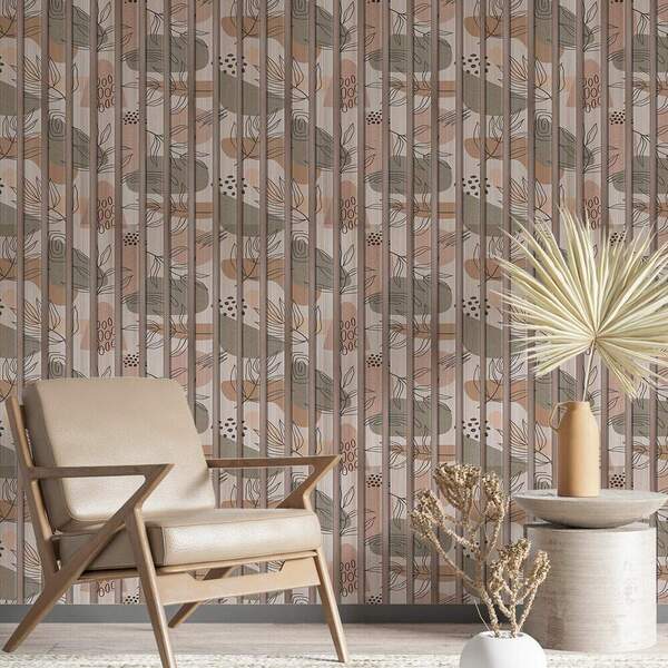 Papel De Parede Ripado Madeira Floral 03-60x300cm