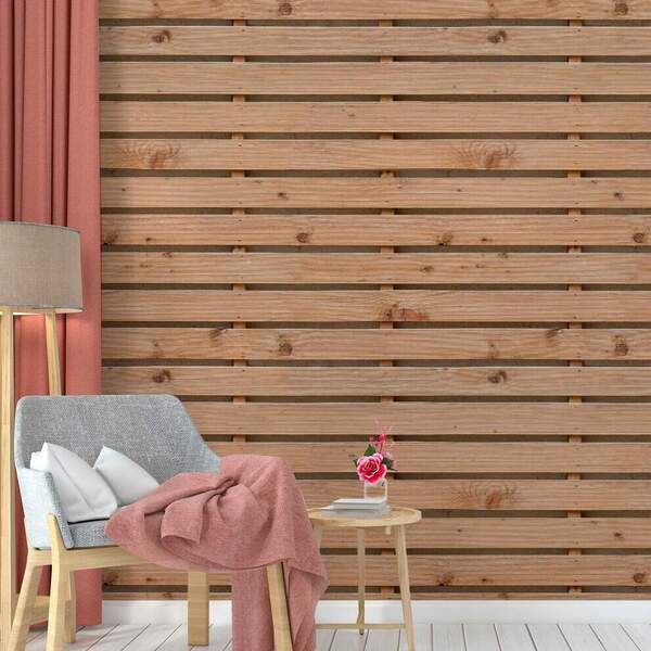 Papel De Parede Ripado Madeira Pallet Horizontal-60x300cm