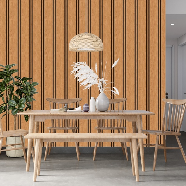 Papel De Parede Ripado Madeira Tipo Ripado Autocolante 6m