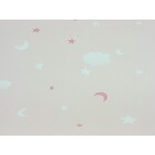 Papel De Parede - Rosa Com Desenhos Infantis - Rolo Com 10m X