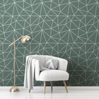 Papel De Parede Sala Verde-água Pirâmide Auto Colante 9m