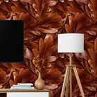 Papel De Parede Selvagem Folhas Marrom Amazônia 12m