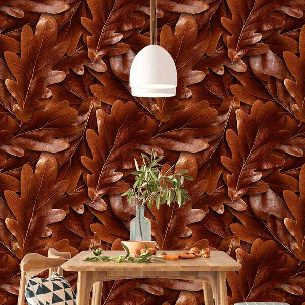 Papel De Parede Selvagem Folhas Marrom Amazônia 6m