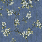 Papel De Parede Seven Florido Azul Com Dourado