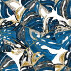 Papel De Parede Seven Folhas Da Costela De Adão Azul Com Dour