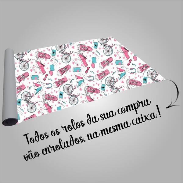Papel De Parede Teen Girl Blue And Pink Tamanho:2,70x0,60